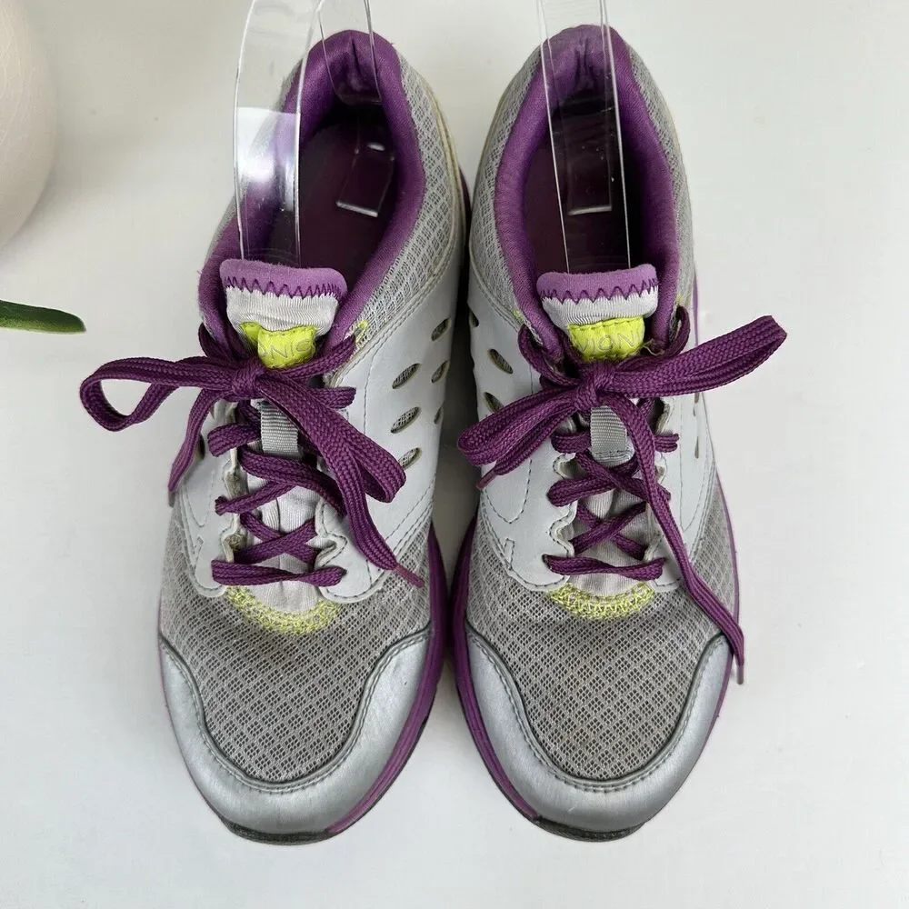 Vionic Venture Low Top Sneaker Silver Purple Arch Support Orthopedic Shoe Size 6